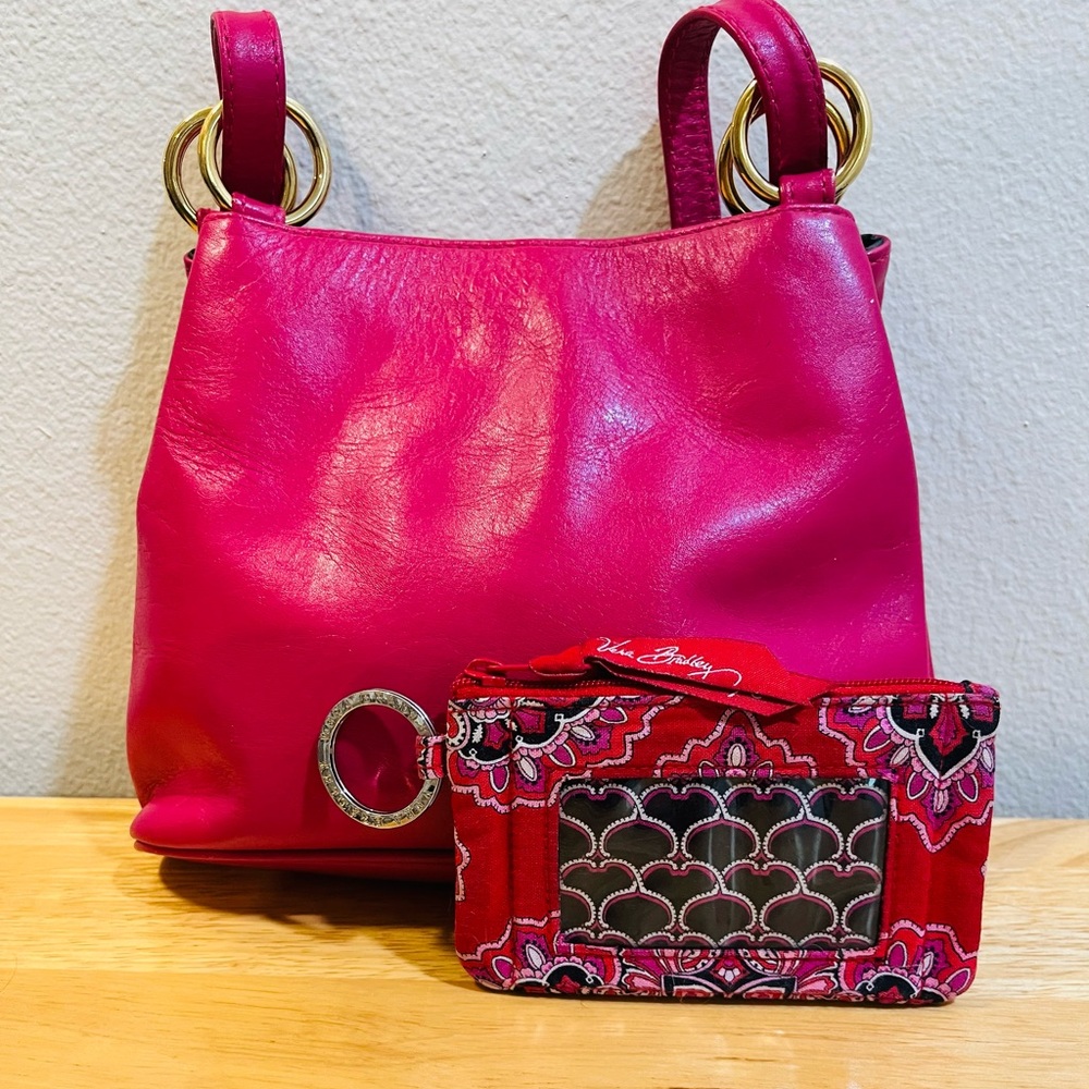 Vera Bradley ID Case and Architect Pink Leather Handbag 2 piece bundle